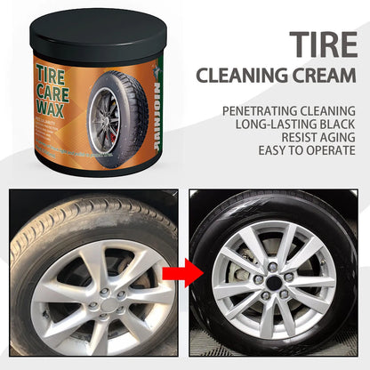 500G Tire Care Wax with Tire Wax Special Sponge Car Tyre Shine Brightener Long Lasting Protection Auto Tire Shiny Cream Polisher