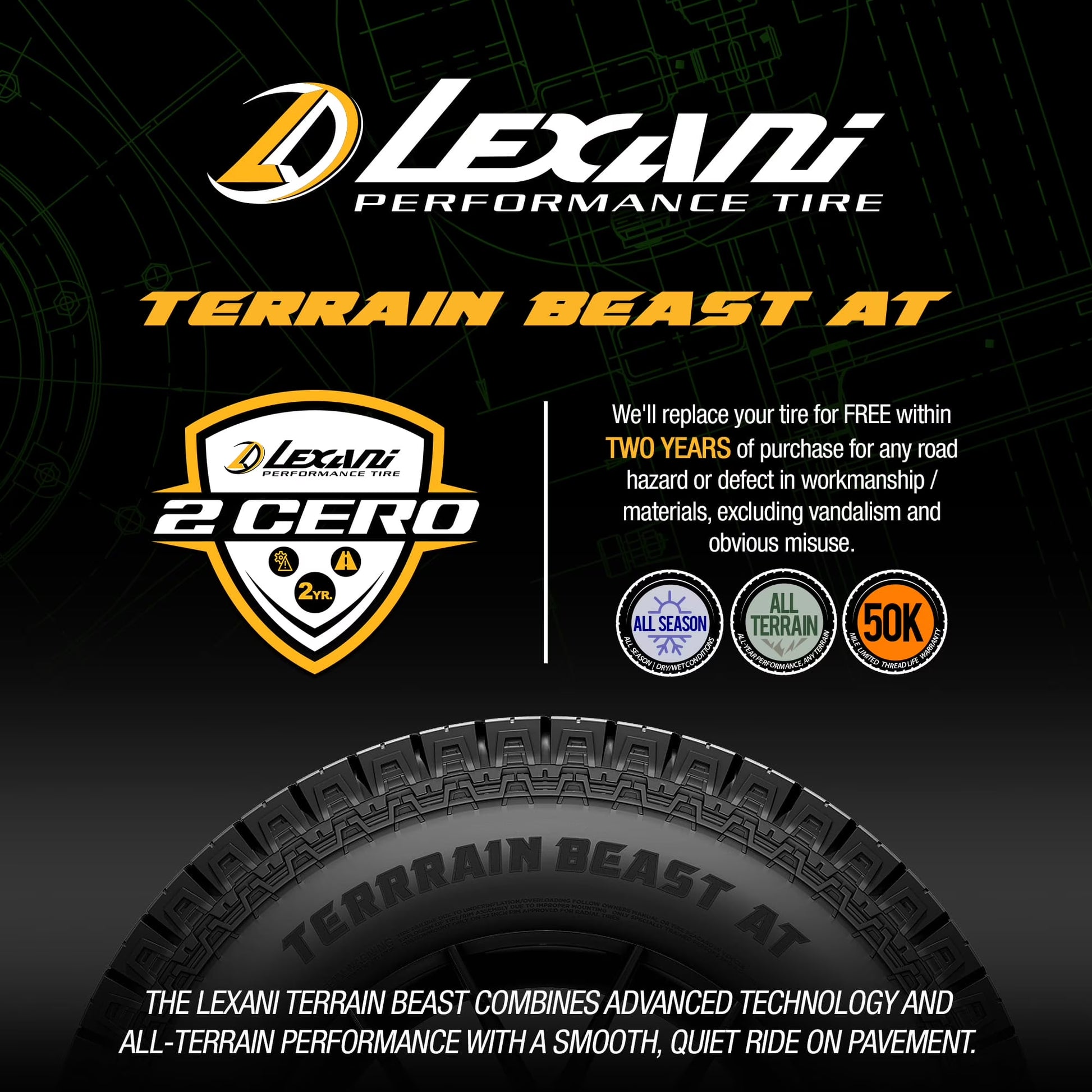 Lexani Terrain Beast at All Terrain LT225/75R16 115/112S E Light Truck Tire