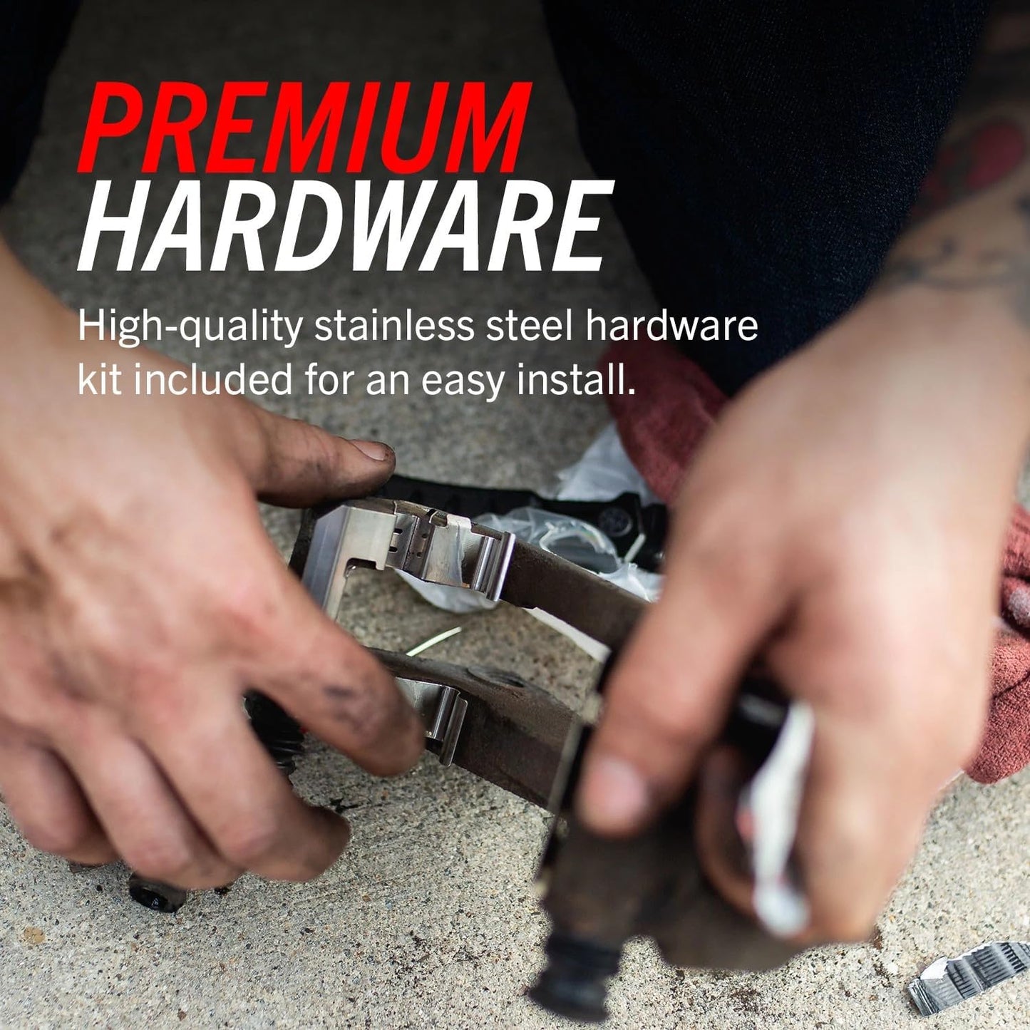 Rear Brake & Caliper Kit for Jeep Wrangler 2007-17 | Jeep Wrangler JK 2018 - Carbon-Fiber Ceramic Brake Pads + Drilled & Slotted Rotors + Red Powder Coated Calipers, KC3090