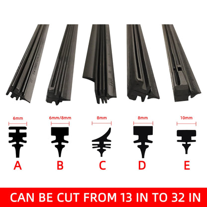 Auto Car All Seasons Windshield Wiper Blades Refills Natural Rubber Strips Wiper Blade Replacement Parts All Types Fit 14"- 32"