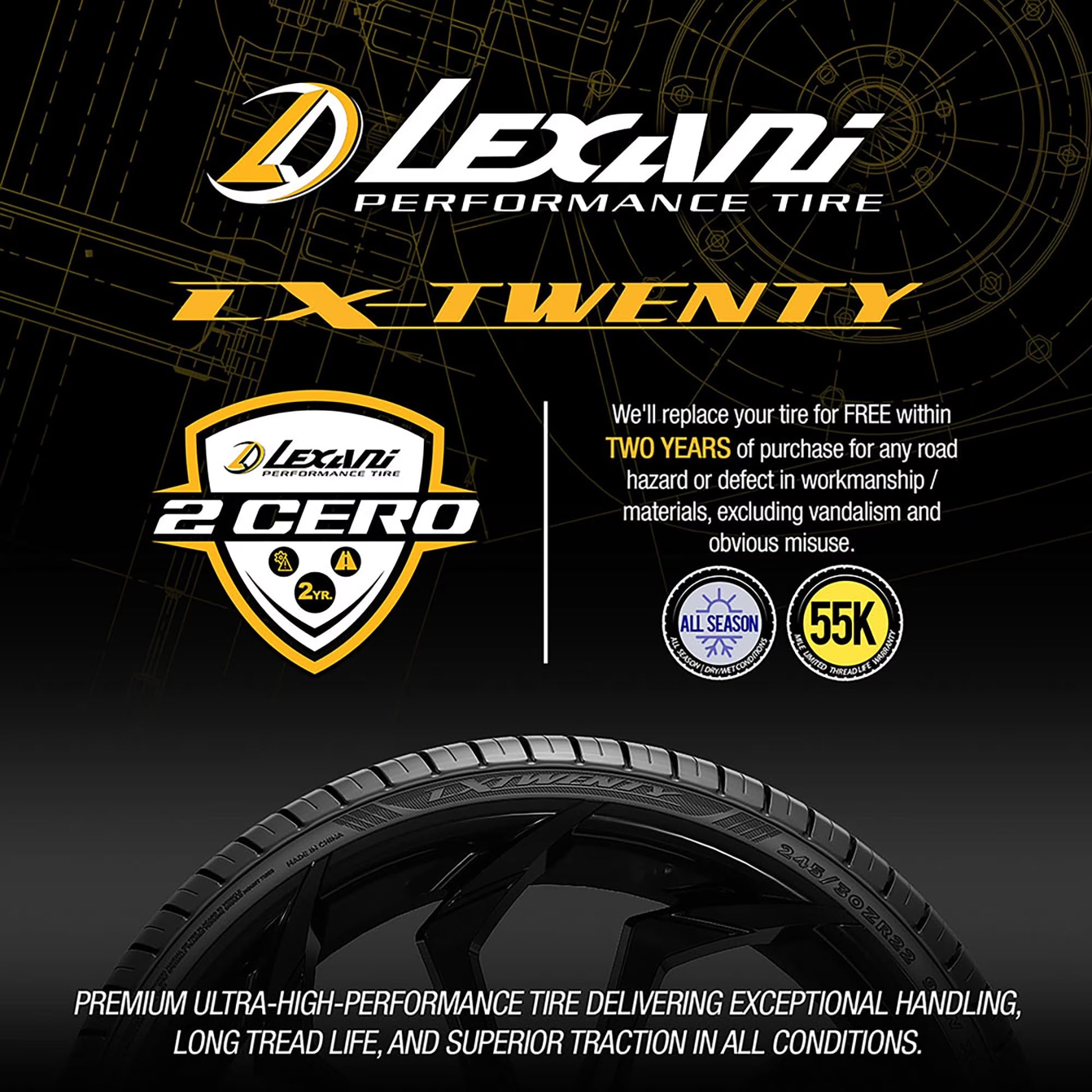 Lexani Lx-Twenty Performance 255/60R19 109H Passenger Tire