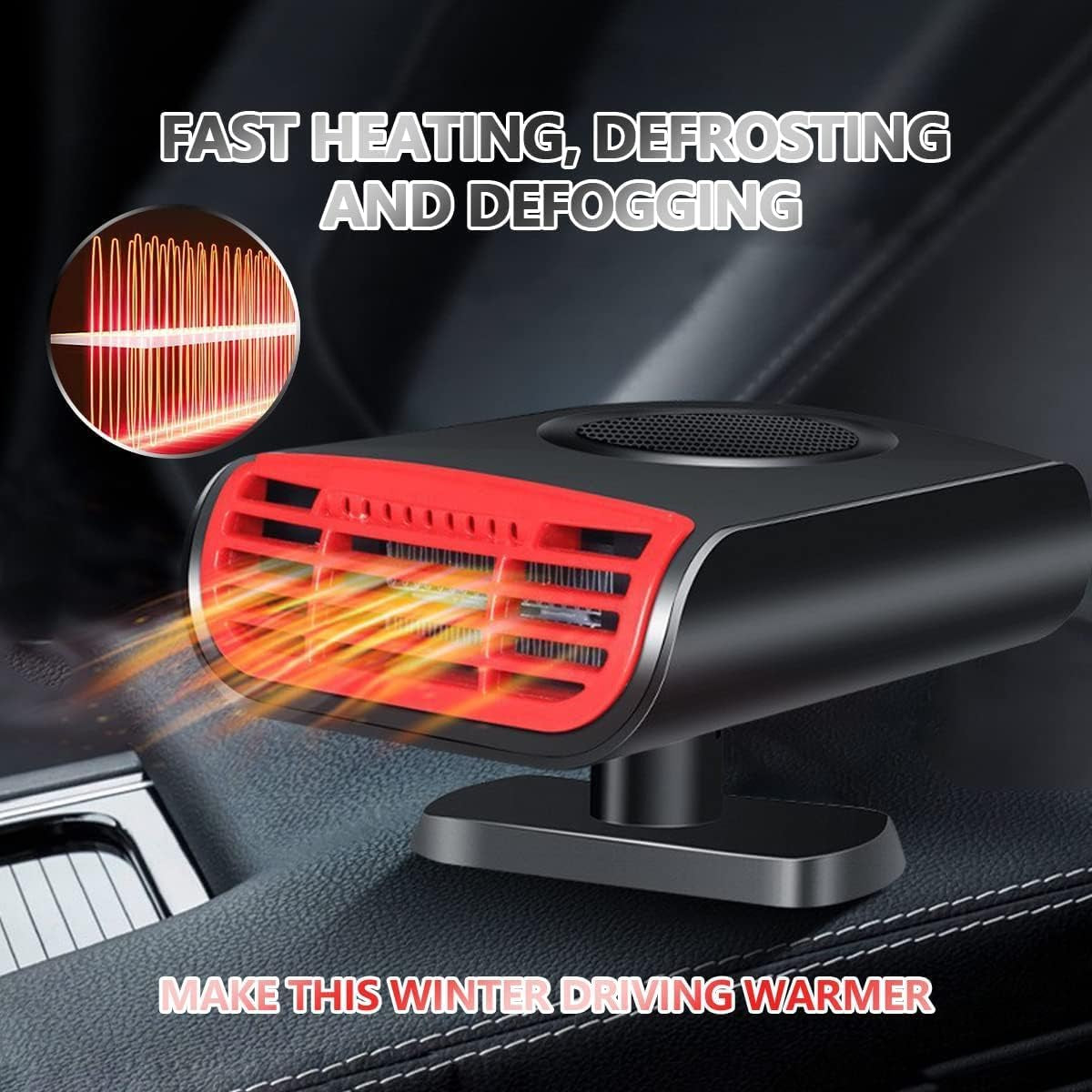 12V 150W Car Heater, Portable Windshield Heater, Defogger, Defroster, Newly Upgrade 2 in 1 Fast Heating Vehicle Heater,Can Be Inserted into Cigarette Lighter Vine1