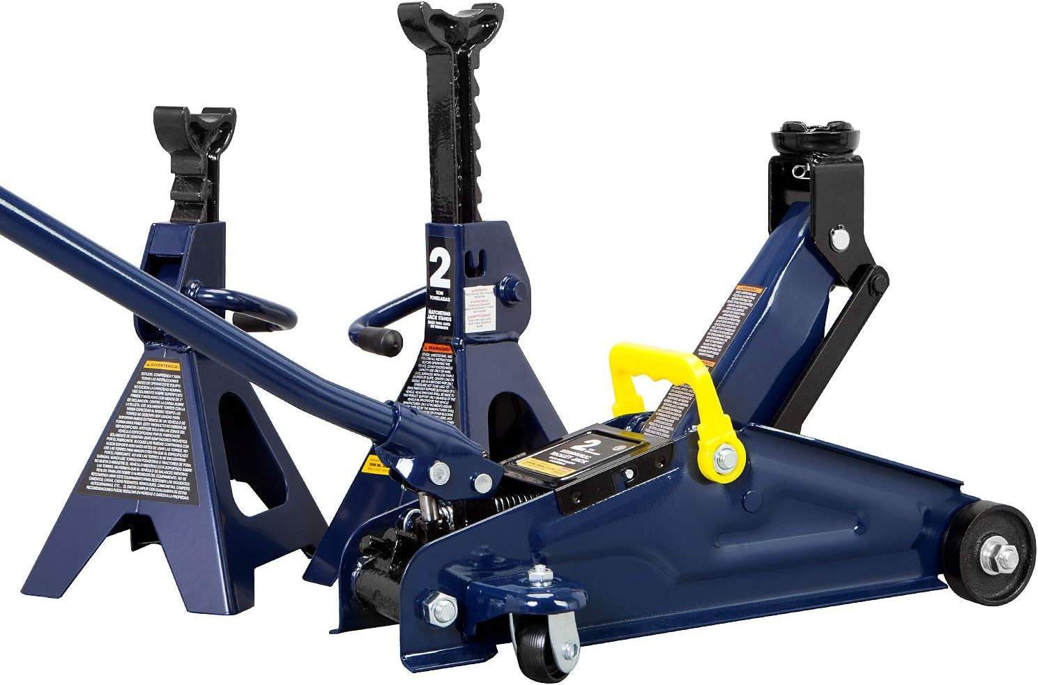 AT82001UR Torin Hydraulic Trolley Service/Floor Jack Combo with 2 Jack Stands, 2 Ton (4,000 Lb), Blue